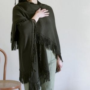 Coldwater Creek Deep Olive Fringe Shawl/Wrap Size 60X30 "